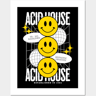 ACID HOUSE  - 3 Smileys (White) Posters and Art